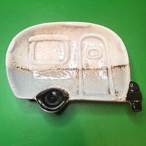 Handmade Pottery Camper Trailer Trinket Dish Ring Holder Small Ceramic Plate RV